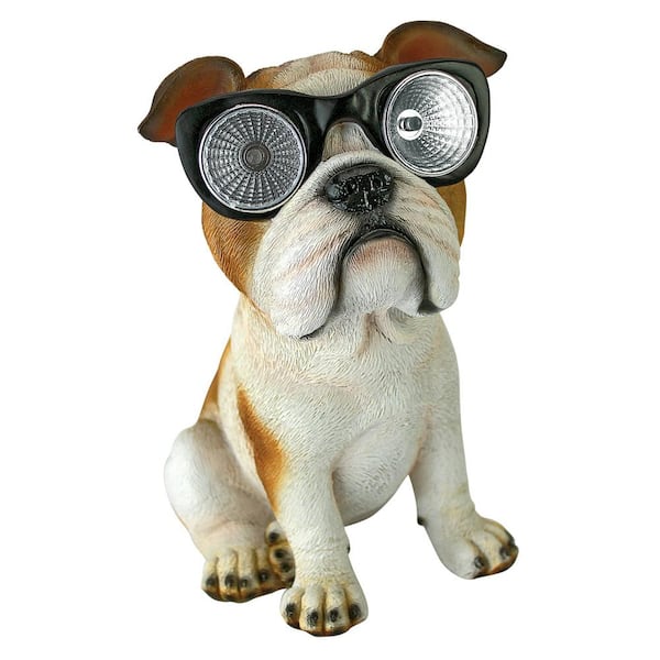 Design Toscano 7.5 in. H Bright Eyes Solar Bulldog Garden Statue