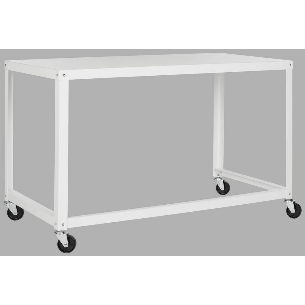Bentley 47'' Glossy White Industrial Home Office Desk on Casters