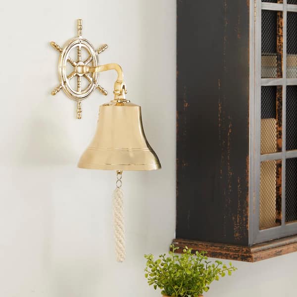  ANTIQUE Solid Brass 6 US Navy Ship Bell Ring Home Kitchen  Outdoor Indoor Door Bell Wall Hanging Home Decorative : Home & Kitchen