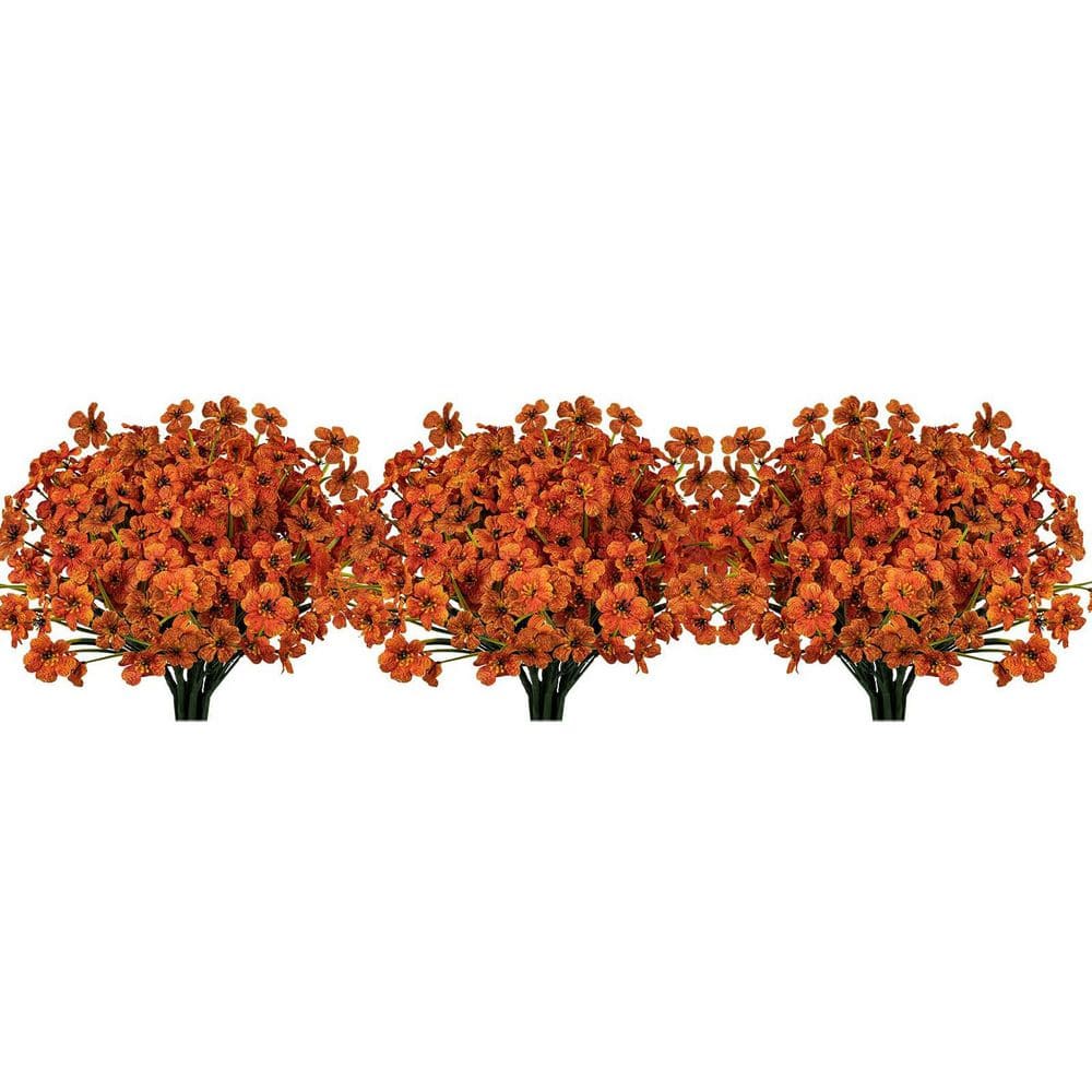 14.17 in. Orange Indoor/Outdoor Artificial Orchid Flower, 24 Bundles