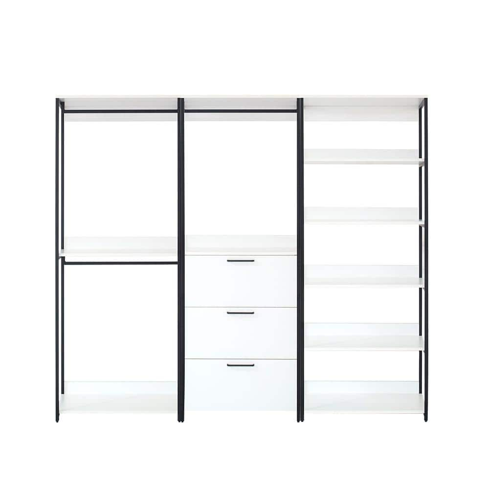 Klair Living Fiona 96 in. W White Freestanding 3 Tower System 7 -Shelf ...