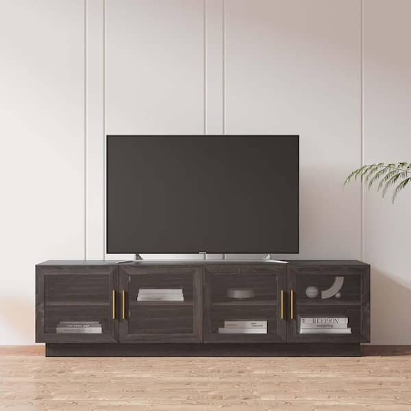wetiny Brown 70.87 in. TV Stand, Modern TV Cabinet and Entertainment Center with Shelves