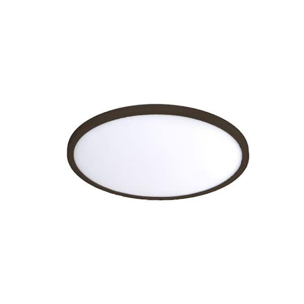 Round 11 in. 1-Light Bronze LED Flush Mount 3500K