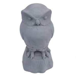 Cast Stone Owl Garden Statue Antique Gray