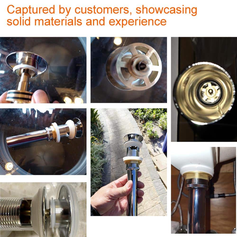 Polished Chrome Pop-Up Bathroom Sink Drain with Overflow