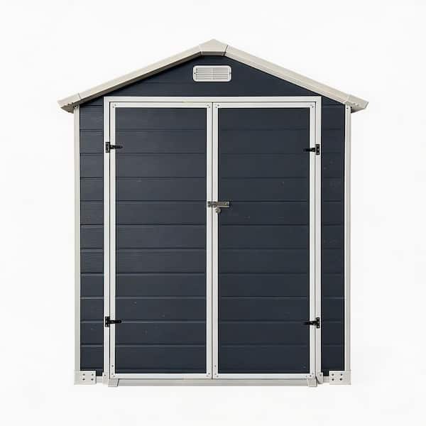 6 ft. W x 4 ft. D Plastic Shed with Lockable Door, Floor, Window and Vent, Waterproof for Outdoor Storage (24 sq. ft.)
