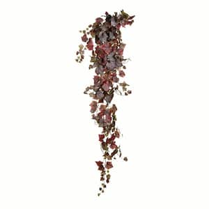 6 ft. Burgundy Artificial Grape Leaf Ivy Hanging Baskets