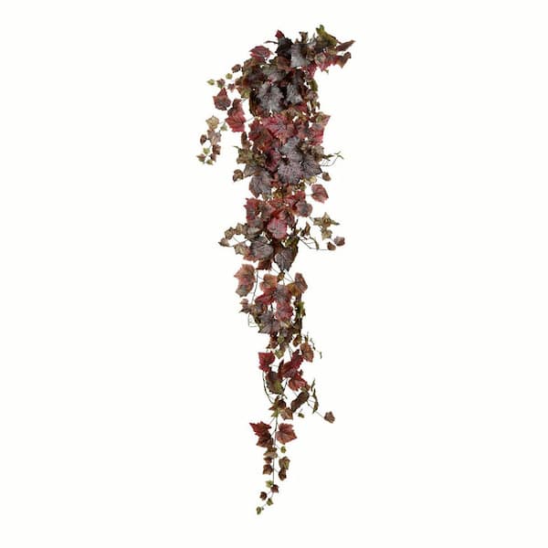 Vickerman 6 ft. Burgundy Artificial Grape Leaf Ivy Hanging Baskets