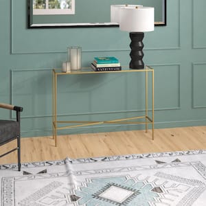 Henley 42 in. Brass Rectangle Glass Console Table