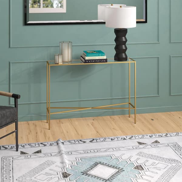Meyer&Cross Henley 42 in. Brass Rectangle Glass Console Table