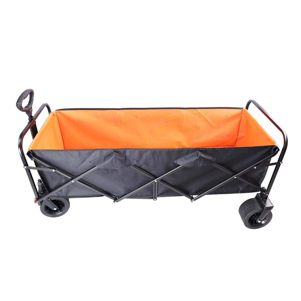 8 cu.ft. Large Capacity Folding Steel Utility Garden Cart Portable Extender Shopping Beach Cart in Black and Orange price history on PriceWatchPro