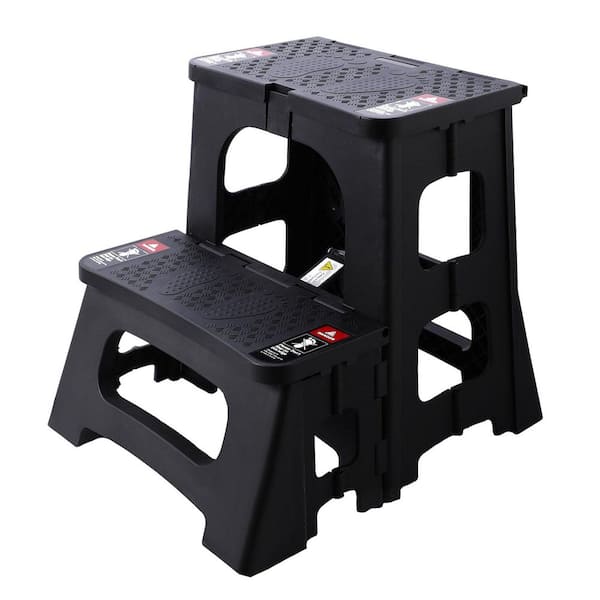 Unbranded Folding 2-Step Stool Upgraded A-Frame Stability Safety Lock Anti-Slip Feet 300 lb. Capacity 8-17 Collapsible Step Stools