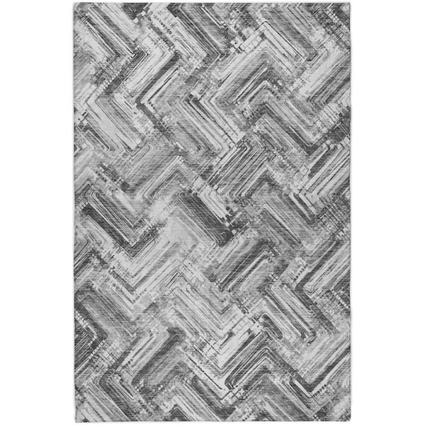 Dream Shag Premium Machine Washable Abstract ADS630 Gray 9 ft. x 12 ft. Area Rug