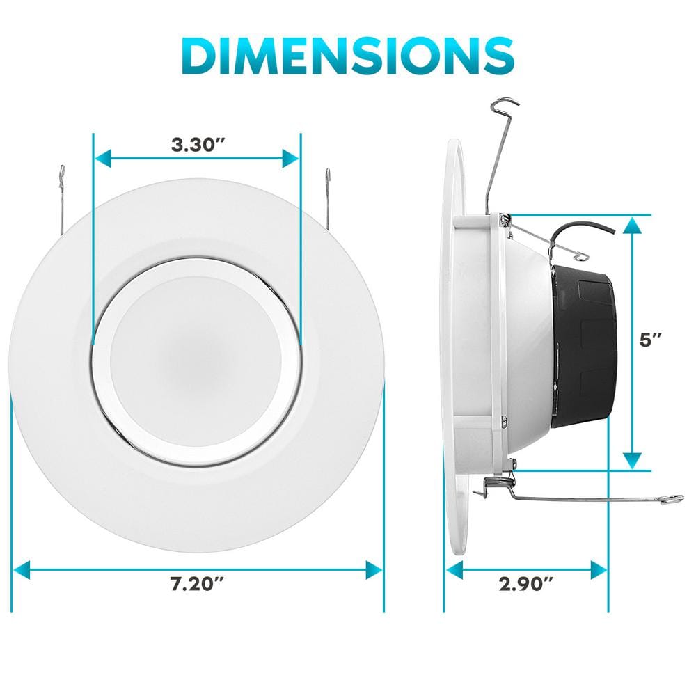 Sleek 5"/6" Selectable CCT LED Recessed Lighting Kit with Tilt and Rotate