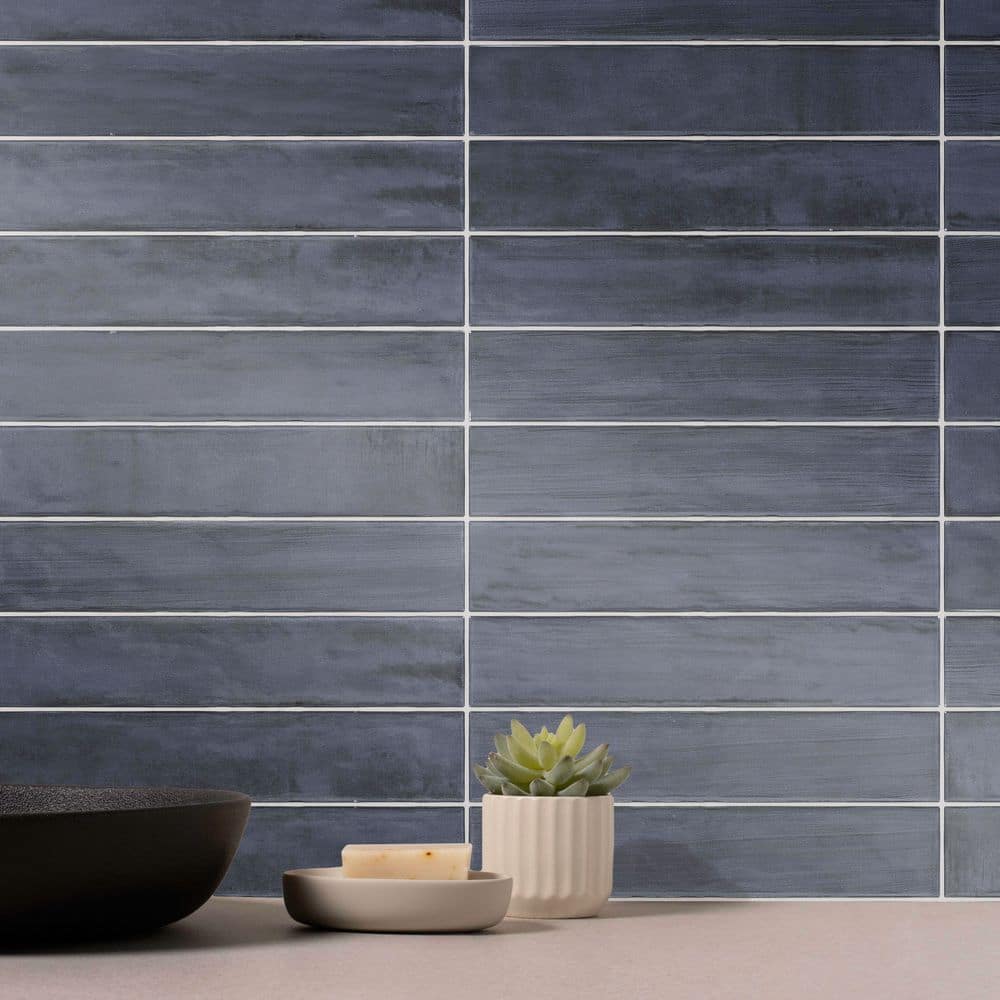 Buckingham 3 in. x 4 in. Blue Gloss Glazed Porcelain Subway Wall Tile Sample price history on PriceWatchPro