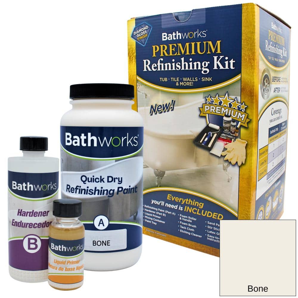 BATHWORKS 20 oz. Premium QuickDry Tub and Tile Refinishing Kit Bone