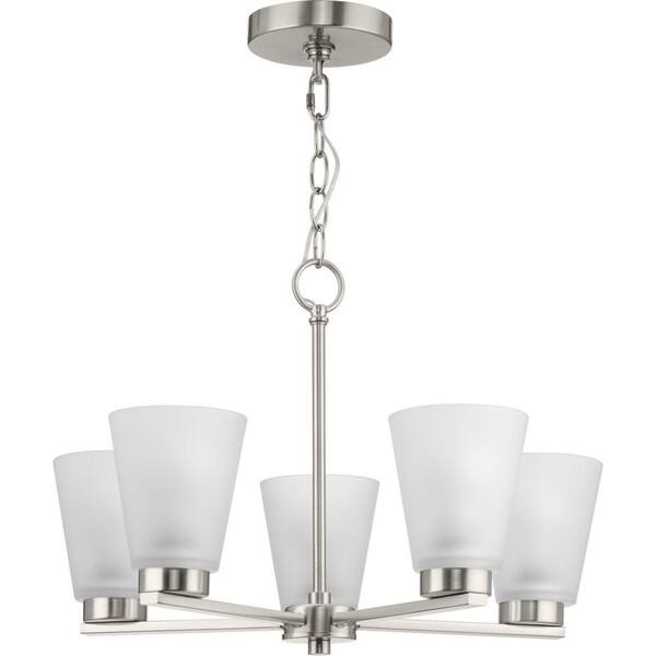 Progress Lighting Five Light 5-Light Brushed Nickel Transitional Chandelier
