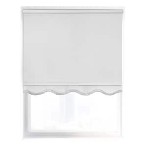 Fringe White Solid Cordless Blackout Privacy Vinyl Roller Shade 22 in. W x 64 in. L