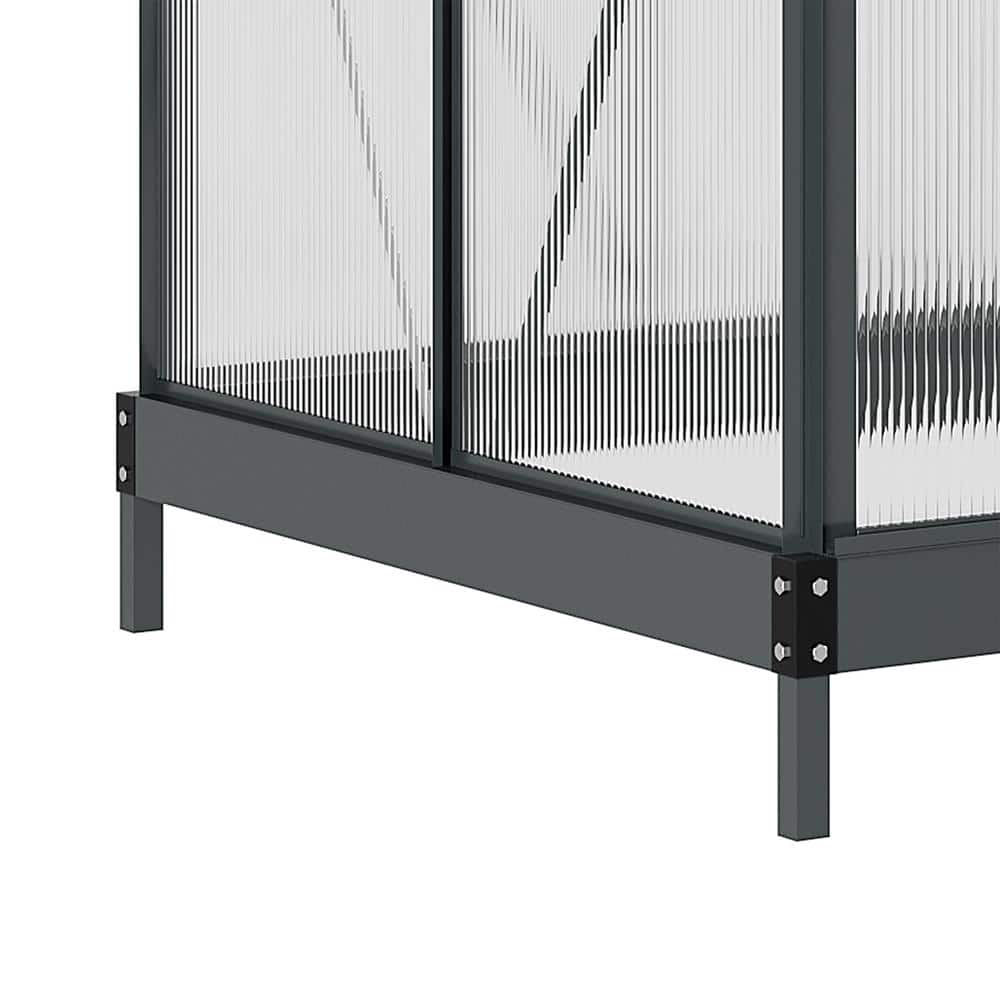 Gray Polycarbonate Walk-In Greenhouse with Sliding Door