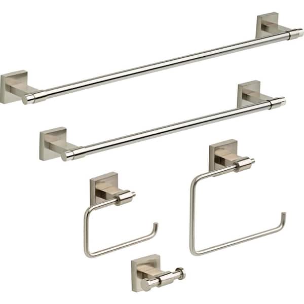 Round Stainless Steel 4 Piece Bathroom Accessories Set Towel Bar Kit Wall  Mounted Brushed Nickel Bathroom Hardware Set - China 5-Pieces Brushed  Nickel Bathroom Hardware Set, Bathroom Hardware Towel Bar Set