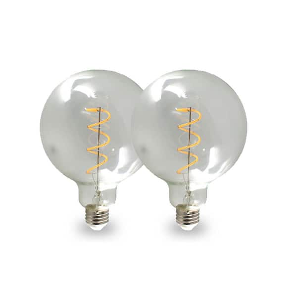 NorbCOZY 4W Equivalent Relaxing G40 Large Globe 2200K Dimmable Clear Spiral Vintage Edison Cozy LED Light Bulb (2-Pack)