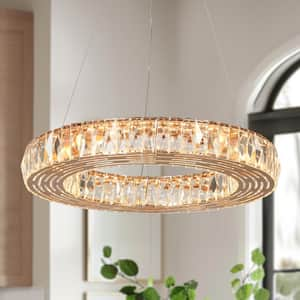 Brusmogan 1-Light dimmable Integrated LED Plating Rose Gold Drum Chandelier with Crystals