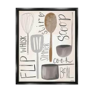 Flip Whisk Simmer and Stir Kitchen Spoons and Utensils by Katie Doucette Floater Frame Food Wall Art 31 in. x 25 in.