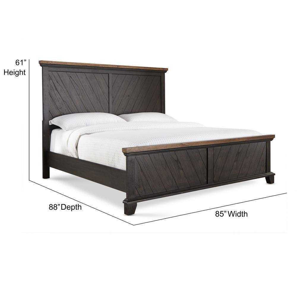 Bear Creek King Panel Bed with Chevron Wood Headboard in Chocolate and Honey