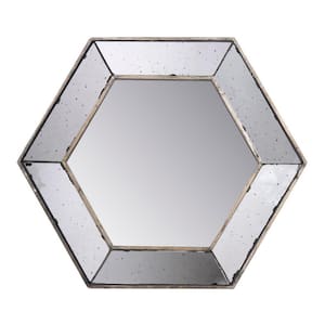 1.4 in. W x 20.9 in. H Silver Hexagonal Mirror Frame Wall Accent Mirror with Raised Tray Edges