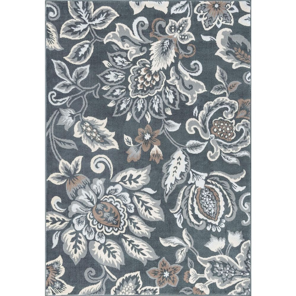 Madison Floral Dark Gray 5 ft. x 7 ft. Indoor Area Rug price history on PriceWatchPro