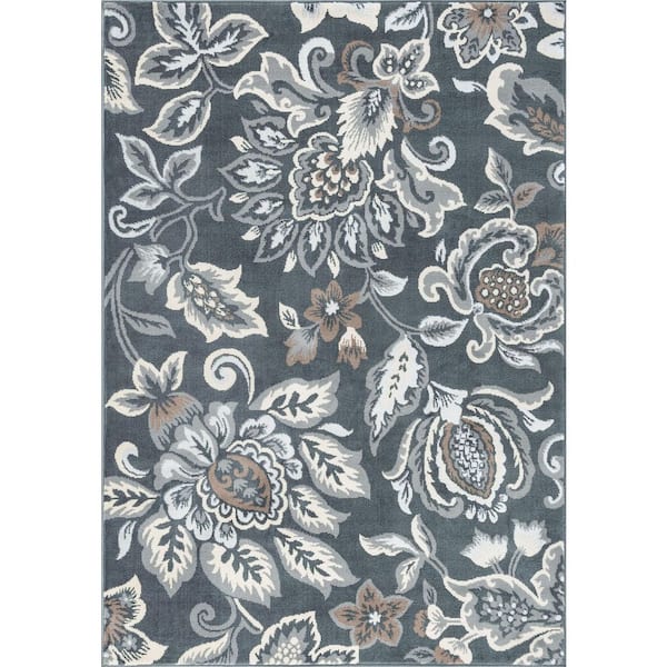 Madison Floral Dark Gray 8 ft. x 10 ft. Indoor Area Rug