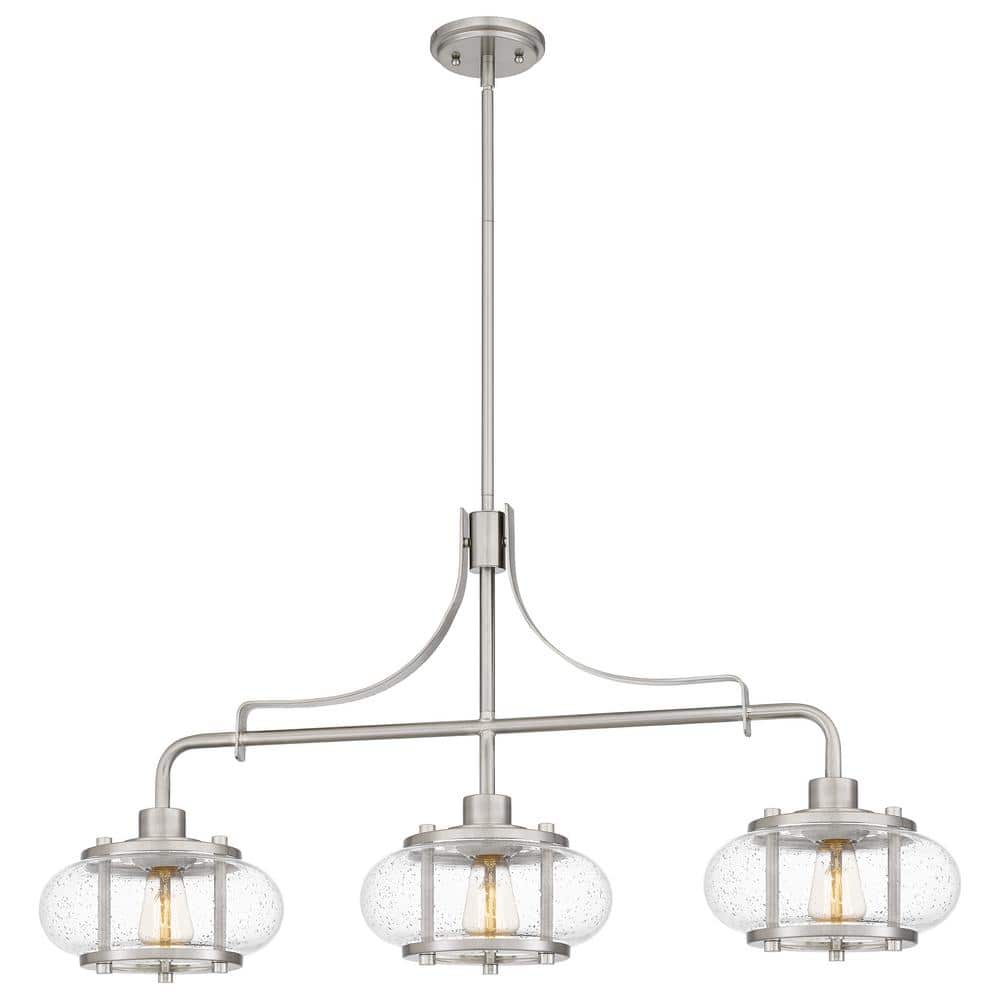 ASHLEY HARBOUR COLLECTION Ryder 3-Light Brushed Nickel Chandelier with ...
