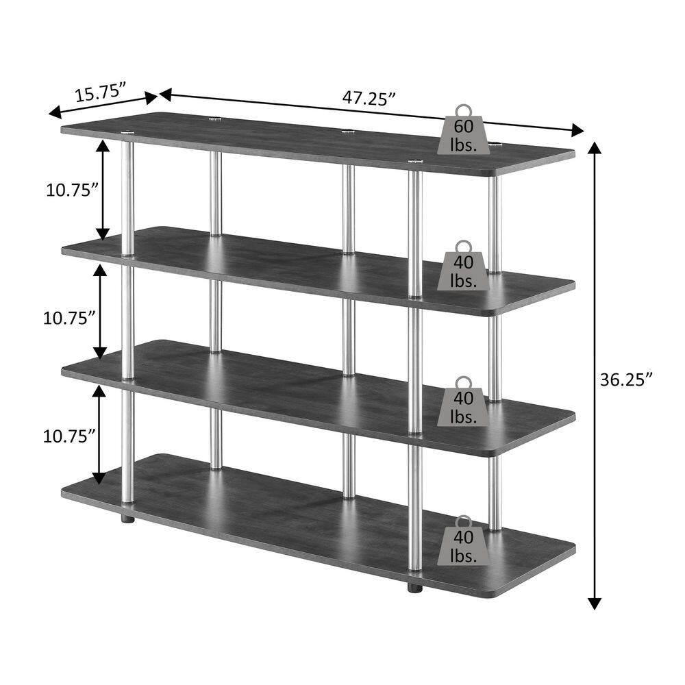 Weathered Gray 48" Particleboard and Stainless Steel 4-Tier TV Stand