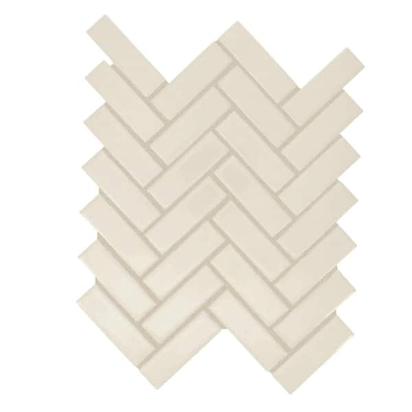 Daltile Restore Ivory 9 in. x 12 in. Glazed Ceramic Herringbone Mosaic Tile (6 sq. ft./Case)