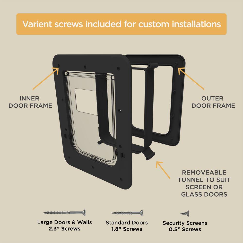 Medium Black Polycarbonate Pet Door with Lock