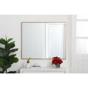 Medium Rectangle Brass Modern Mirror (36 in. H x 30 in. W)