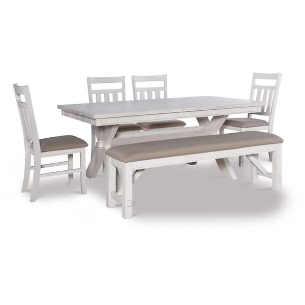 Powell Company Krause Smokey White with Ash Veneer 6-Piece Dining Set