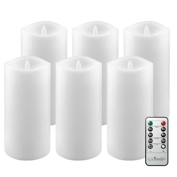 Stonebriar Collection White 3x6 Real Wax LED Candle Set (6 Pk) SB