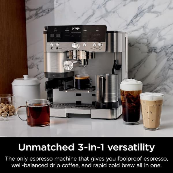 Ninja 8-Cups Luxe Cafe Premier Series 3-in-1 Espresso Machine, Coffee and Cold Brew in Silver