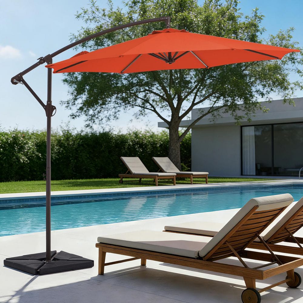 burnt orange patio umbrella Outdoor Treasure Garden 8 x 10 ft. Sunbrella Aluminium Auto Tilt Sunbrella Black The market umbrella gets a chic makeover with the addition of a valance for extra sun protection and European flair JEAREY 10 ft. Steel Cantilever