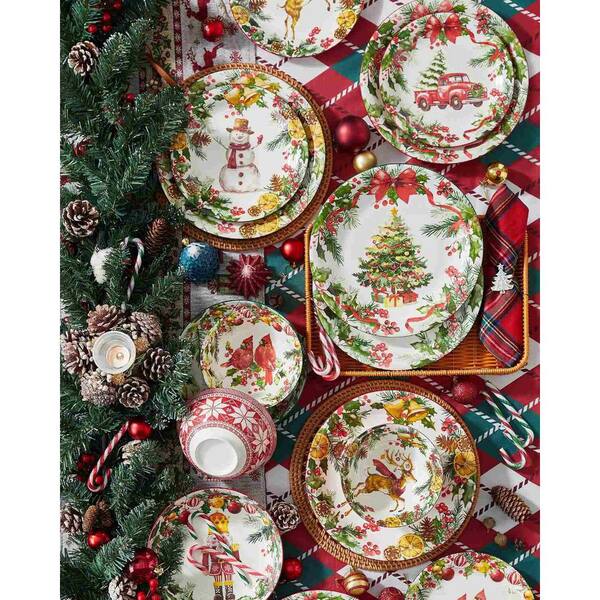 Wudkey 10 in. Multi-Color Dishwasher and Microwave Safe Christmas