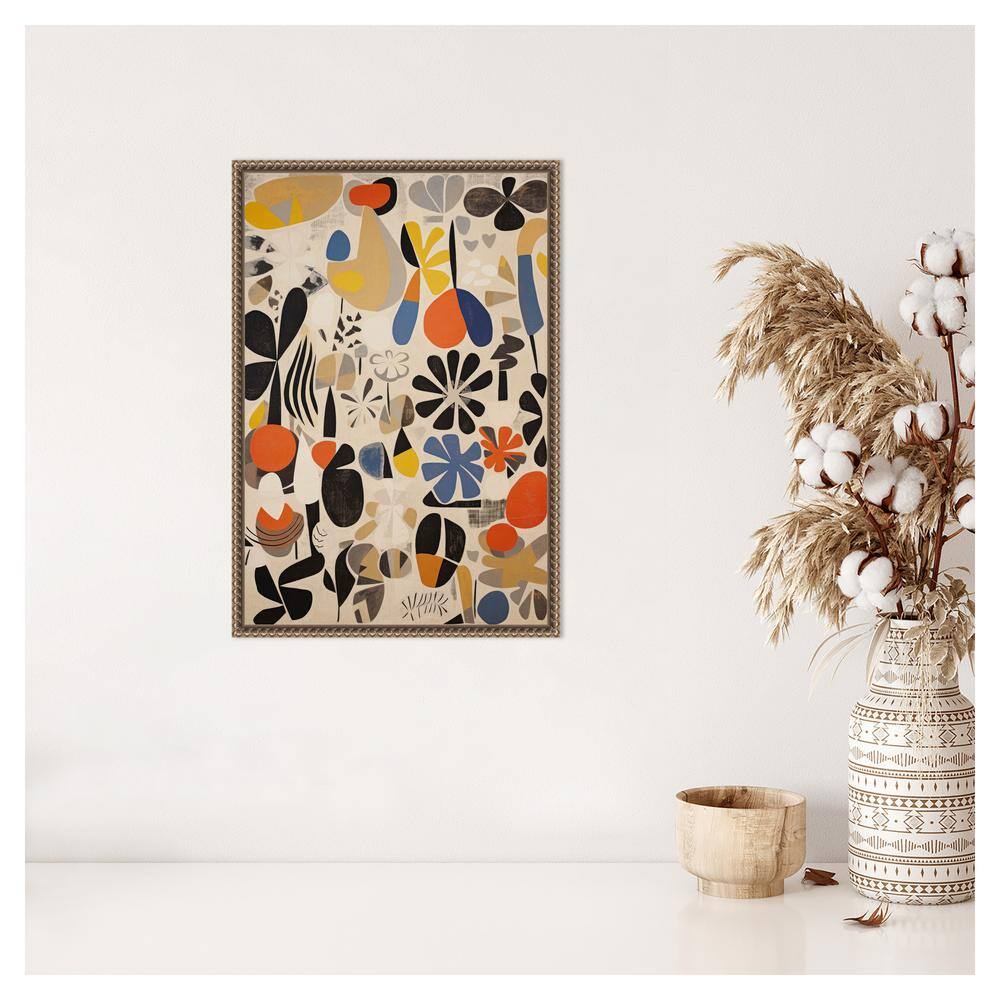 Botanical Selection Abstract Canvas Wall Art with Bronze Frame