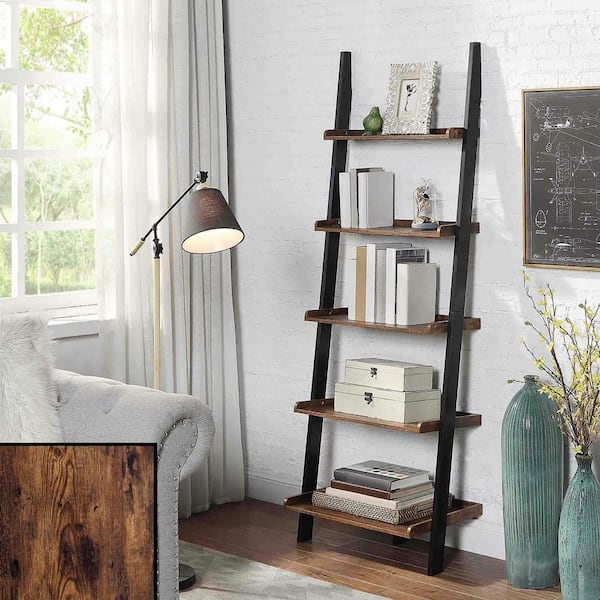 5 Shelf Ladder Bookcase R6, Gilliard Ladder Bookcase White