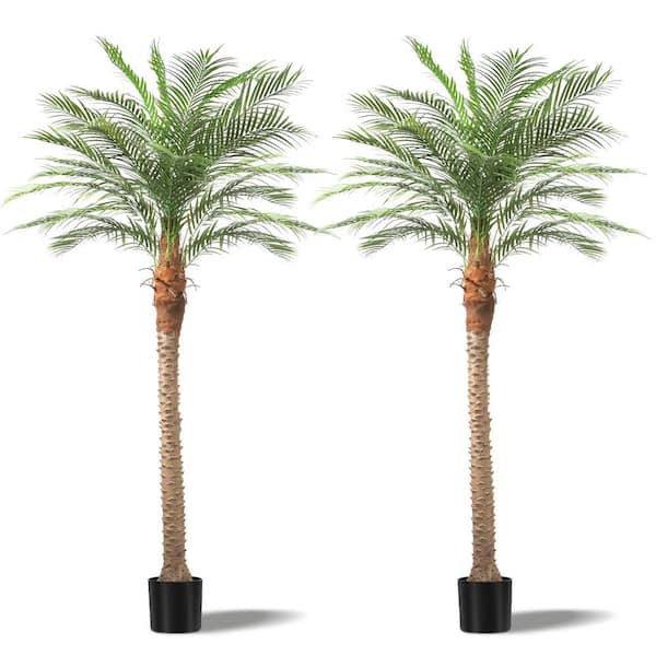 Vitalismo 2-Pieces Trees 8 ft. Artificial Palm Tree With Black Pot and 18 Adjustable Leaves for Home Indoor Living Room Yard