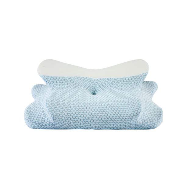 balea Side Sleepable Pillow Blue and White Medium Firm Memory Foam Hexagonal Pillow Cooling Neck Support Pillow