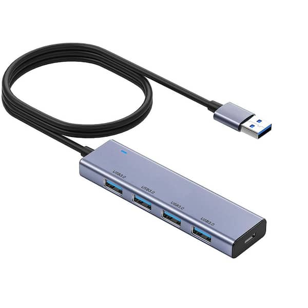 Lukyamzn USB 3.0 HUB Splitter with 5 Ports and 4 ft. Cable Ultra-Slim Aluminium Adapter for Laptop PC Printer Mobile HDD