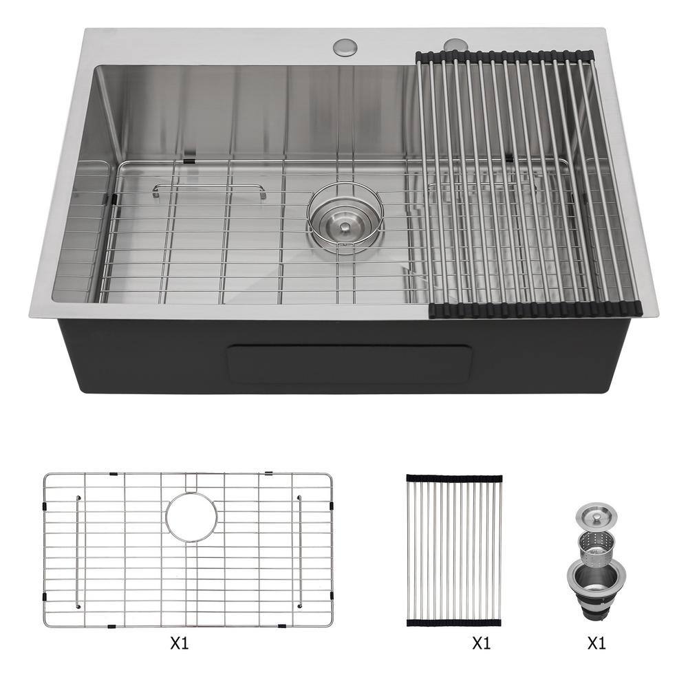 33'' Single Bowl Stainless Steel Drop-In Kitchen Sink