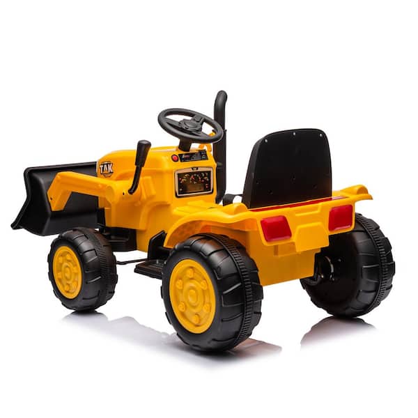 Unbranded 12-Volt Kids Ride on Electric Tractor Powered Motor Vehicle for Kids 3-Years to 6-Years Old w/ Detachable Trailer Yellow