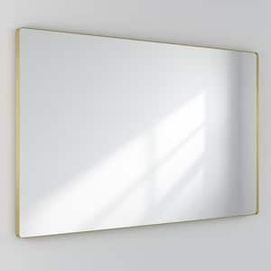 59 in. W x 36 in. H Rectangular Framed Wall Mounted Bathroom Vanity Mirror in Brushed Gold