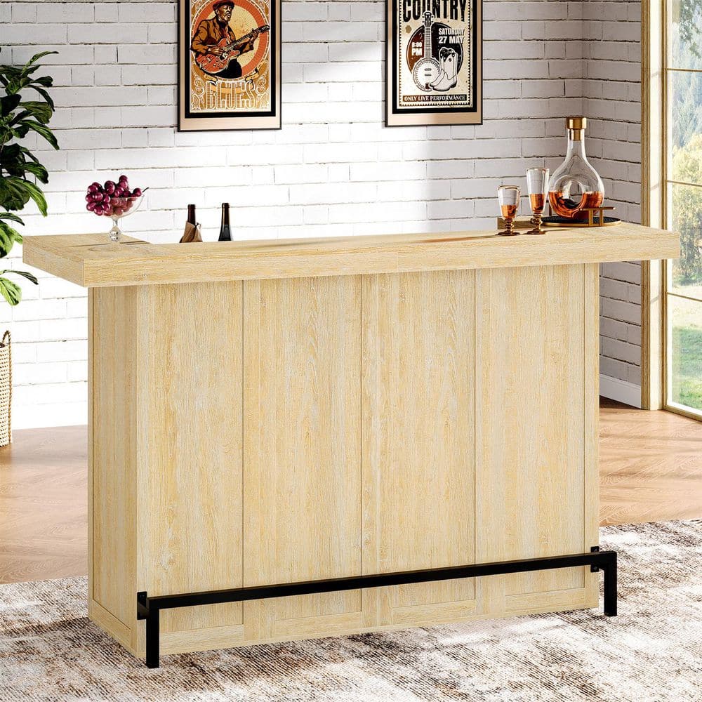 BAR COUNTER TABLE SMBT×NTF Harrisburg Wooden Home bar with Fridge Space